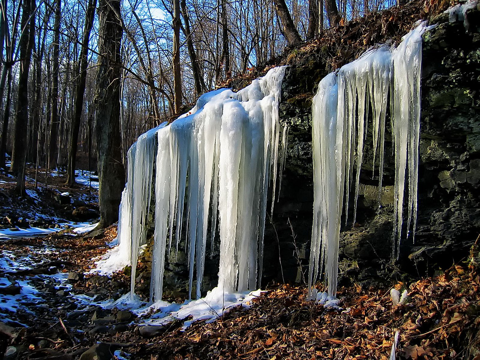 Untouched frozen icicles lined the pathway into the ancient channels.